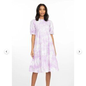NWT Generation Love Christie Tie Dye Babydoll Poplin Dress Lilac Size XXS